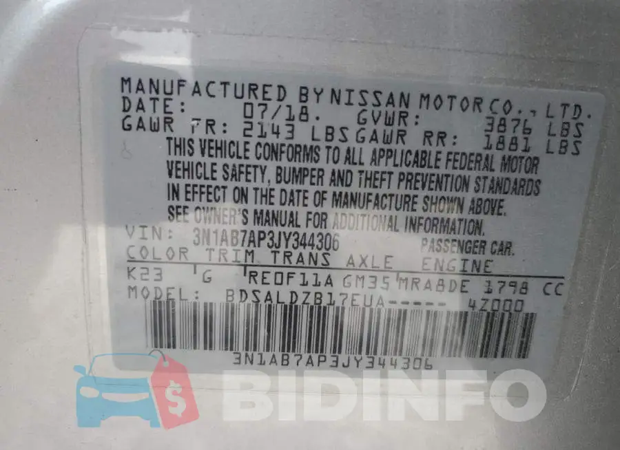 3N1AB7AP3JY344306 Photo# 13