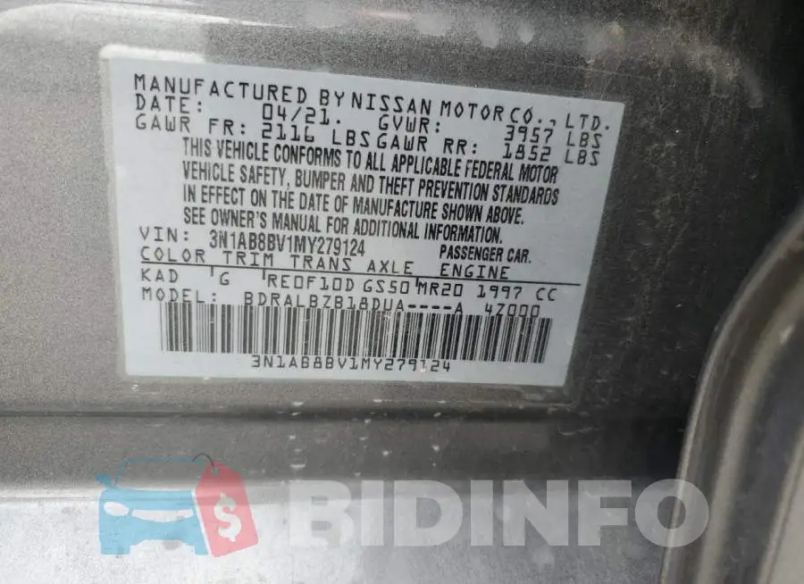 3N1AB8BV1MY279124 Photo# 13