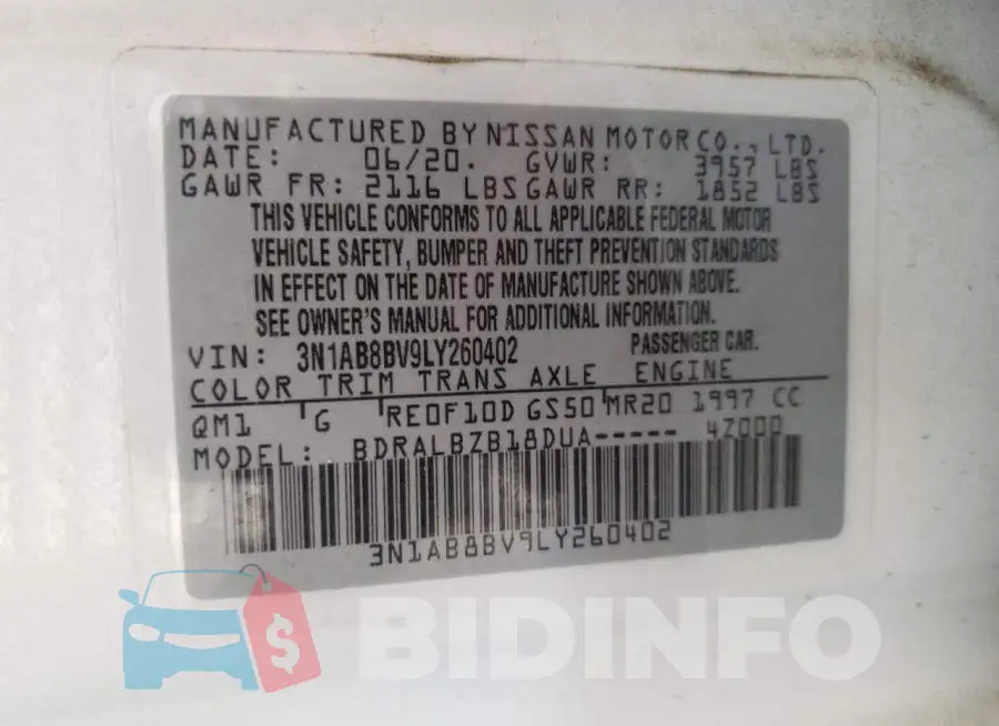 3N1AB8BV9LY260402 Photo# 12