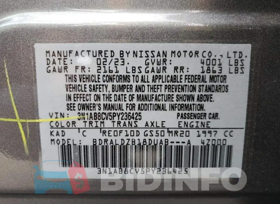 3N1AB8CV5PY236425 Photo# 12