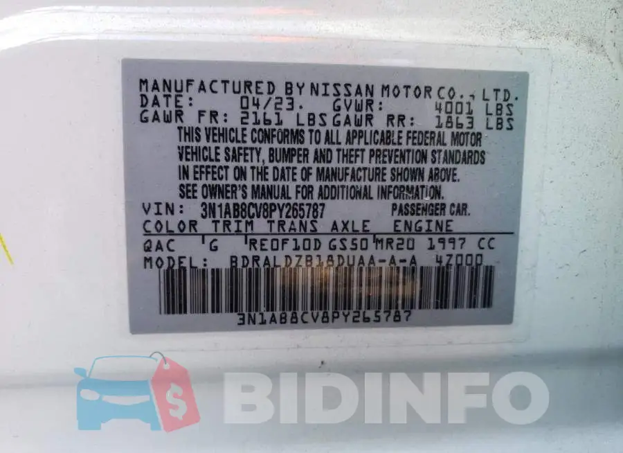 3N1AB8CV8PY265787 Photo# 12