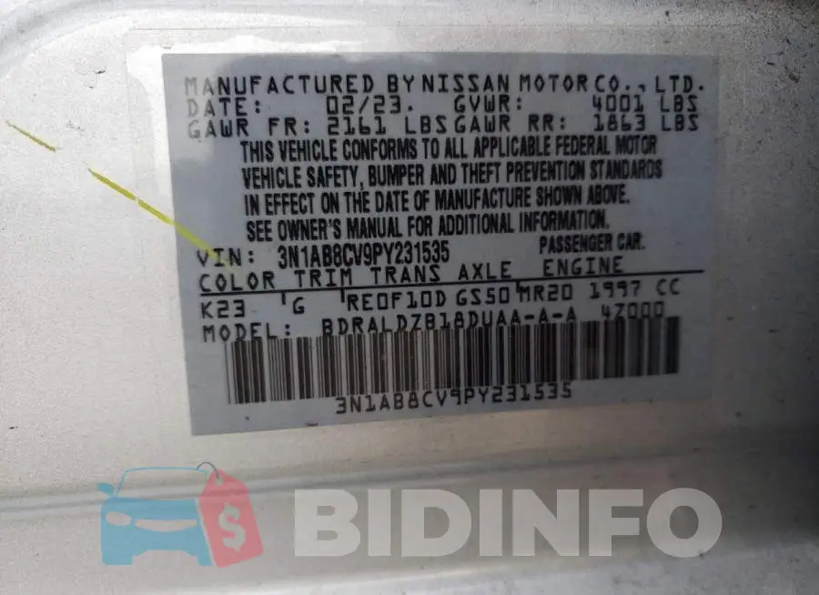 3N1AB8CV9PY231535 Photo# 12