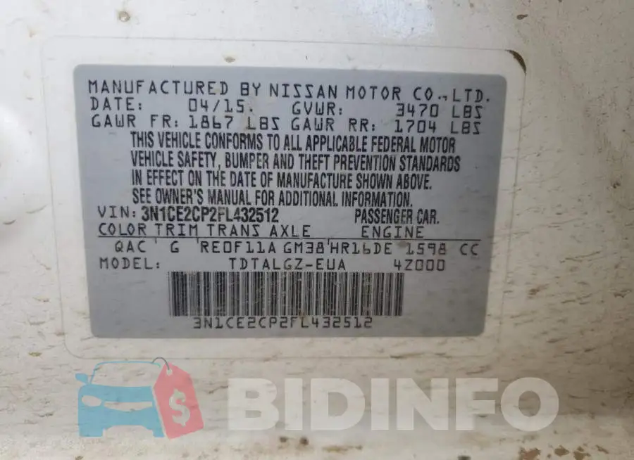 3N1CE2CP2FL432512 Photo# 13