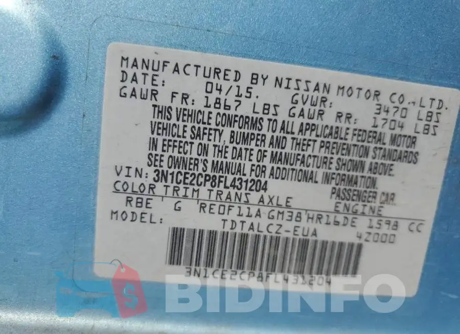 3N1CE2CP8FL431204 Photo# 13