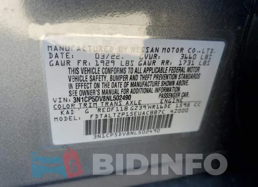 3N1CP5DV8NL502490 Photo# 13