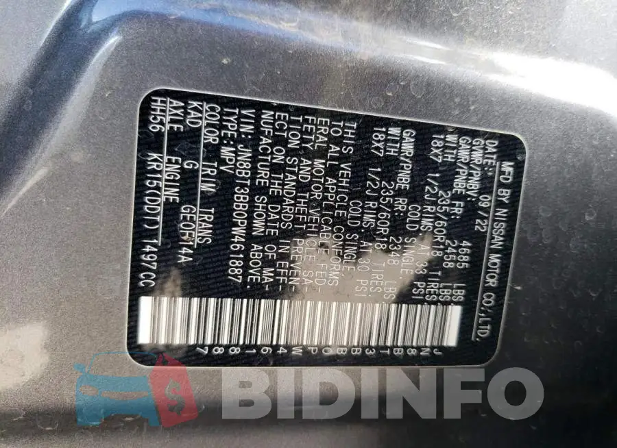 JN8BT3BB0PW461887 Photo# 13
