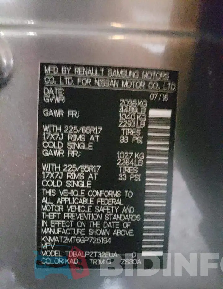 KNMAT2MT6GP725194 Photo# 13