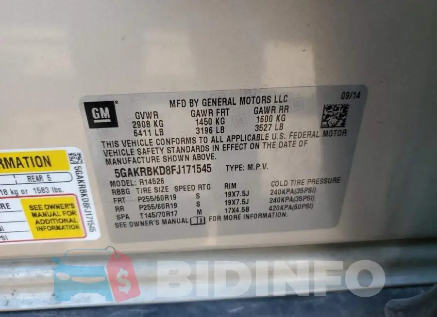 5GAKRBKD8FJ171545 Photo# 12