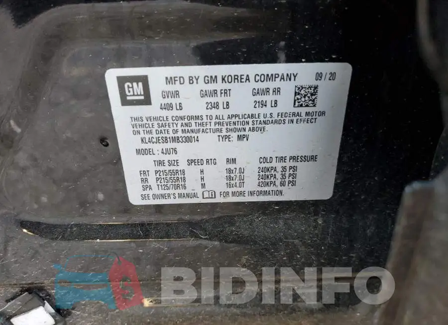 KL4CJESB1MB330014 Photo# 14