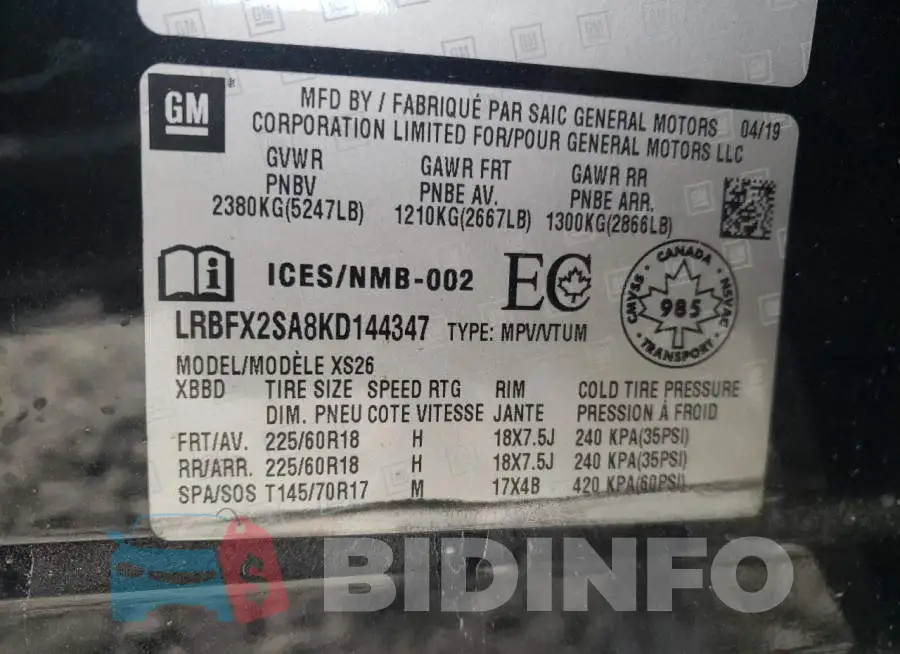LRBFX2SA8KD144347 Photo# 14