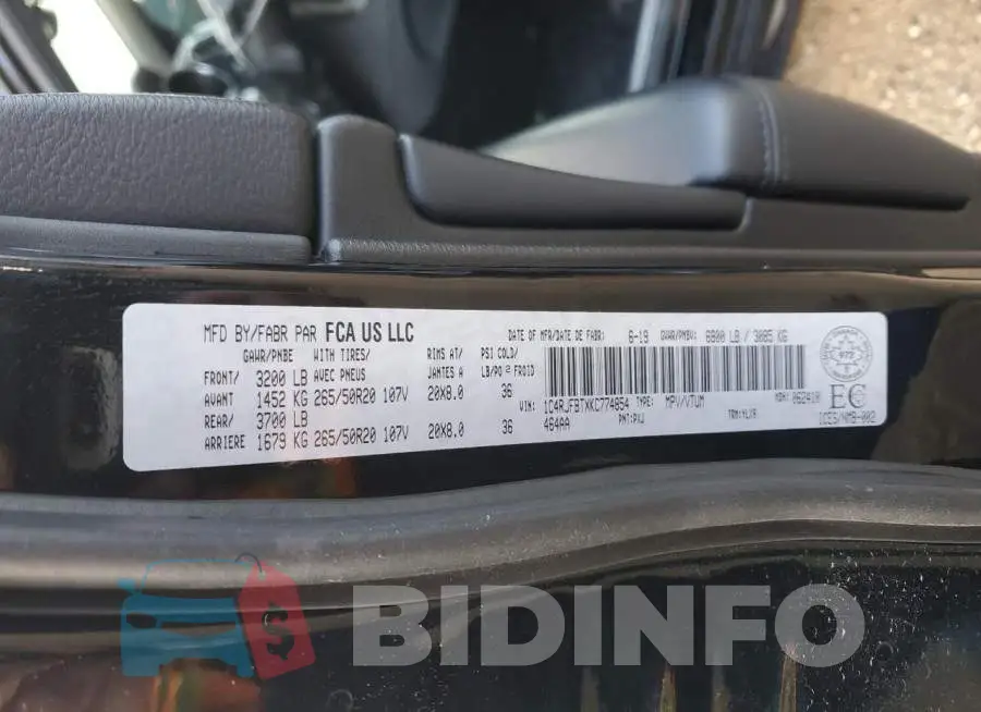 1C4RJFBTXKC774854 Photo# 14