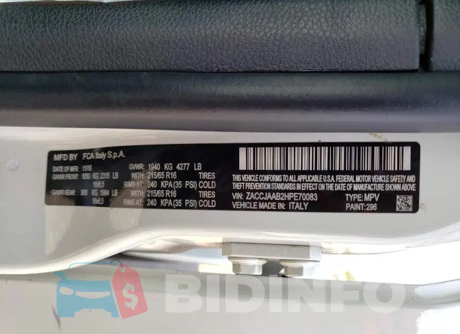 ZACCJAAB2HPE70083 Photo# 12