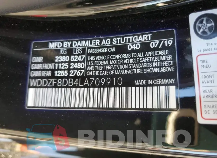 WDDZF8DB4LA709910 Photo# 13