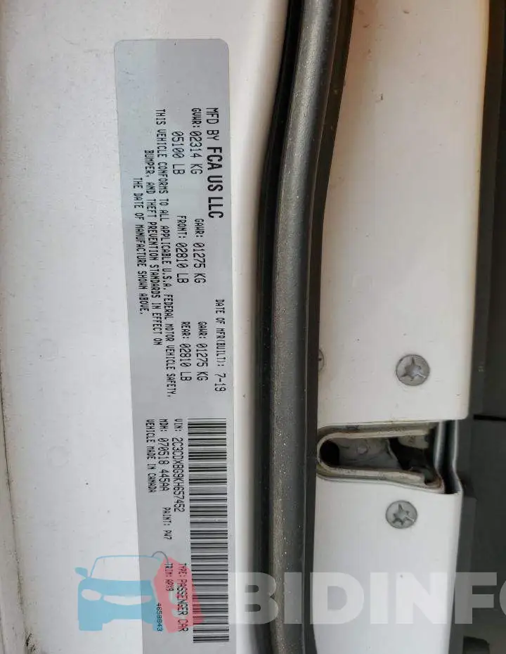 2C3CDXBG9KH657452 Photo# 12