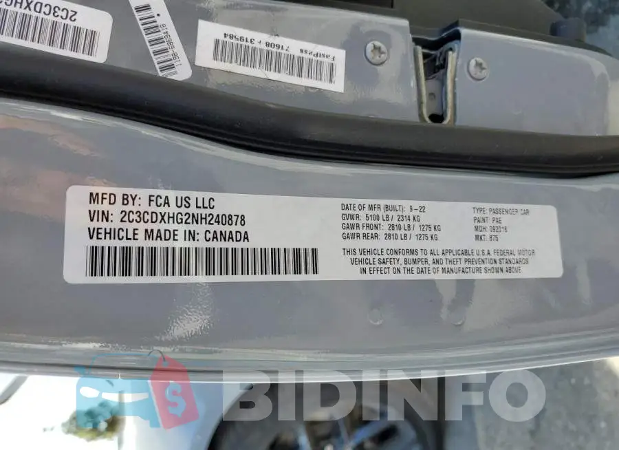 2C3CDXHG2NH240878 Photo# 12