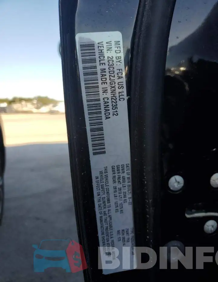 2C3CDZJGXNH223512 Photo# 12