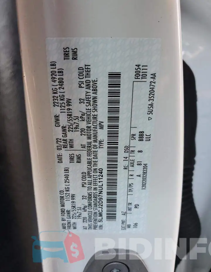 5LMCJ2D97NUL11240 Photo# 13