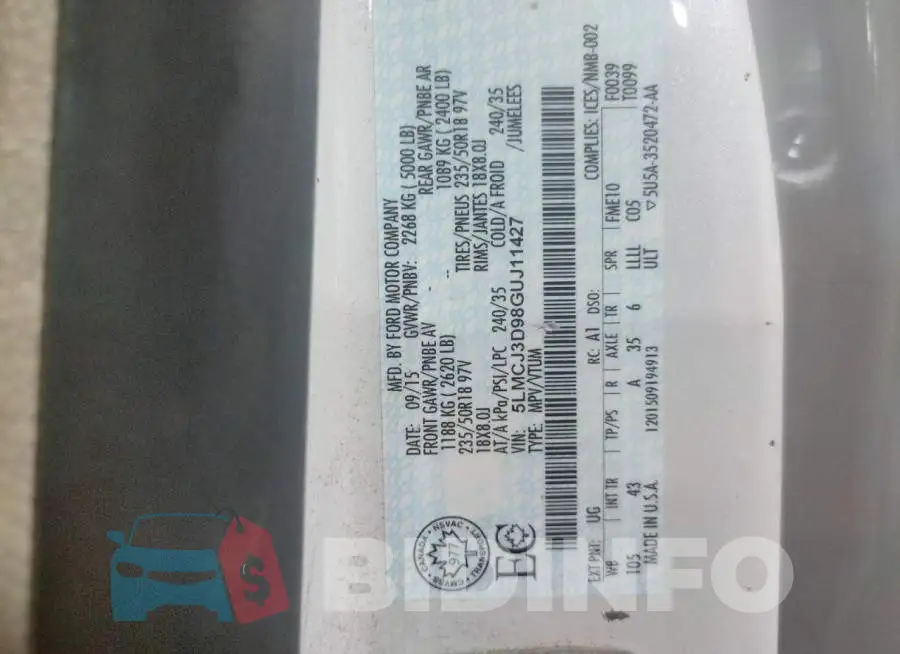 5LMCJ3D98GUJ11427 Photo# 13