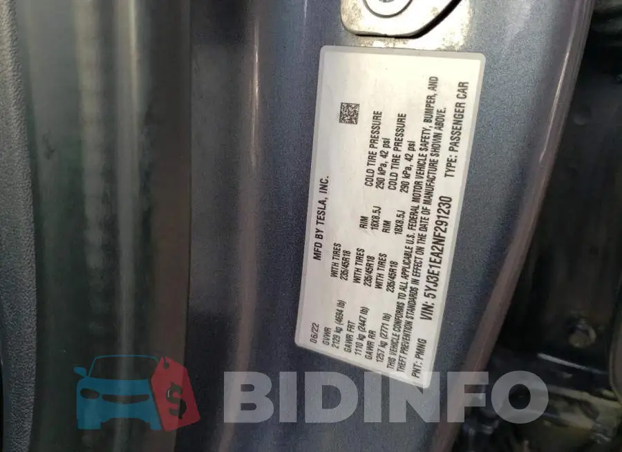 5YJ3E1EA2NF291230 Photo# 13