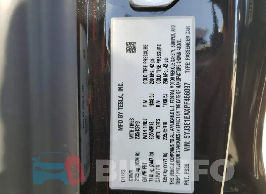 5YJ3E1EAXPF466097 Photo# 12
