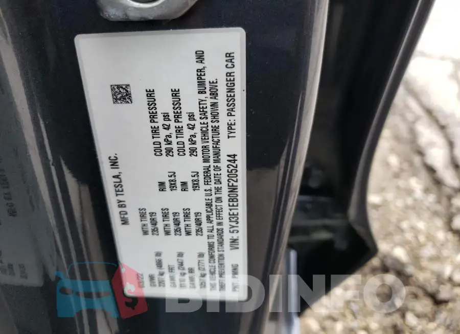 5YJ3E1EB0NF205244 Photo# 12