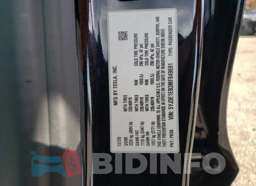 5YJ3E1EB3MF849691 Photo# 12