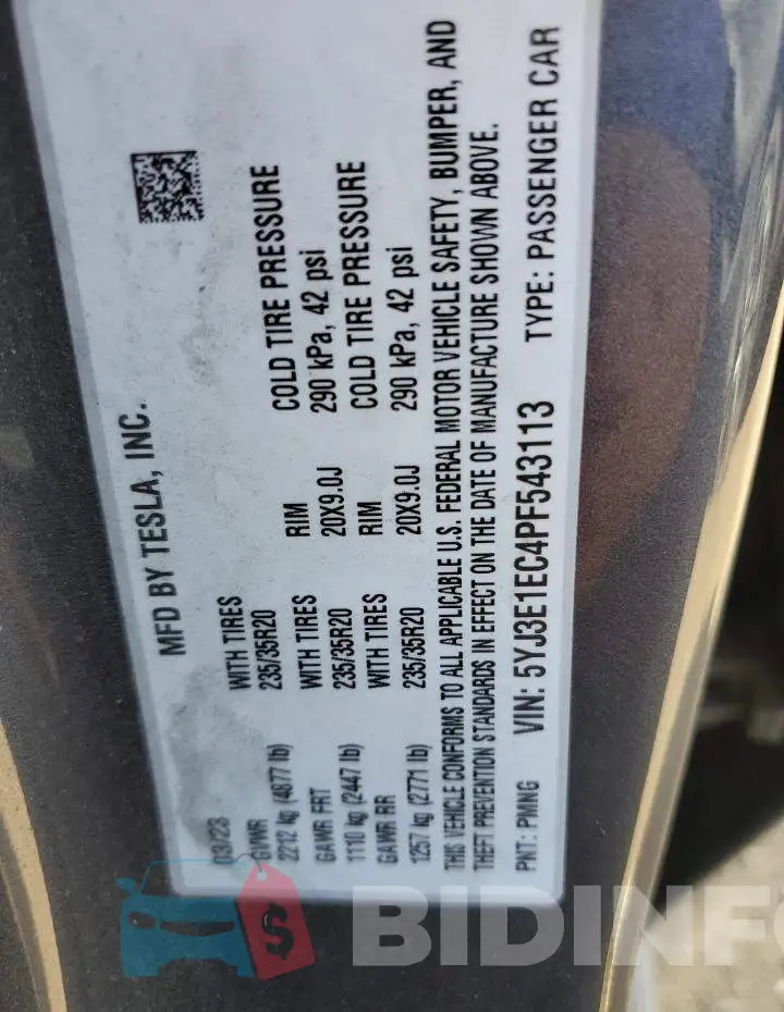 5YJ3E1EC4PF543113 Photo# 13