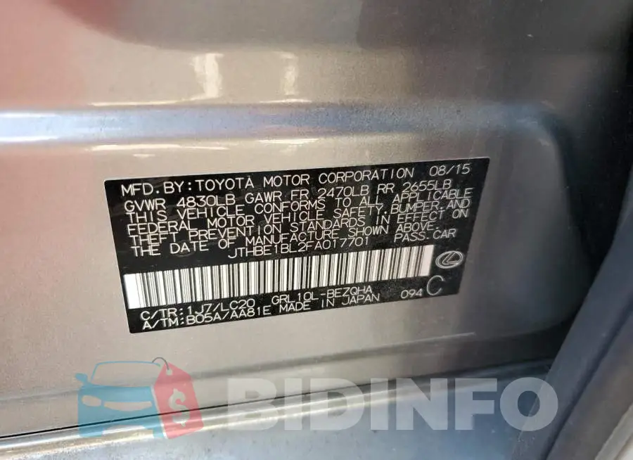 JTHBE1BL2FA017701 Photo# 12
