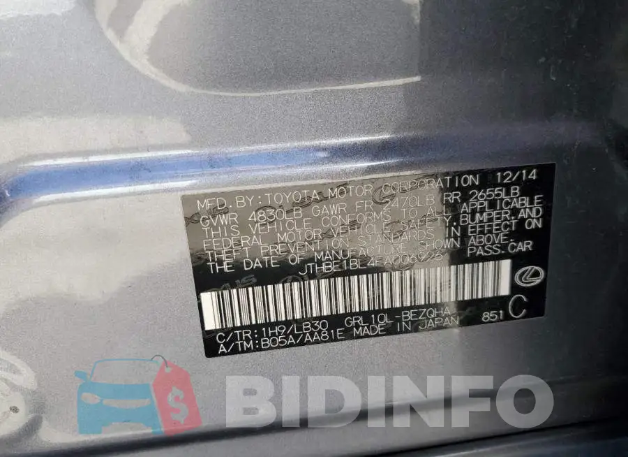 JTHBE1BL4FA006926 Photo# 12