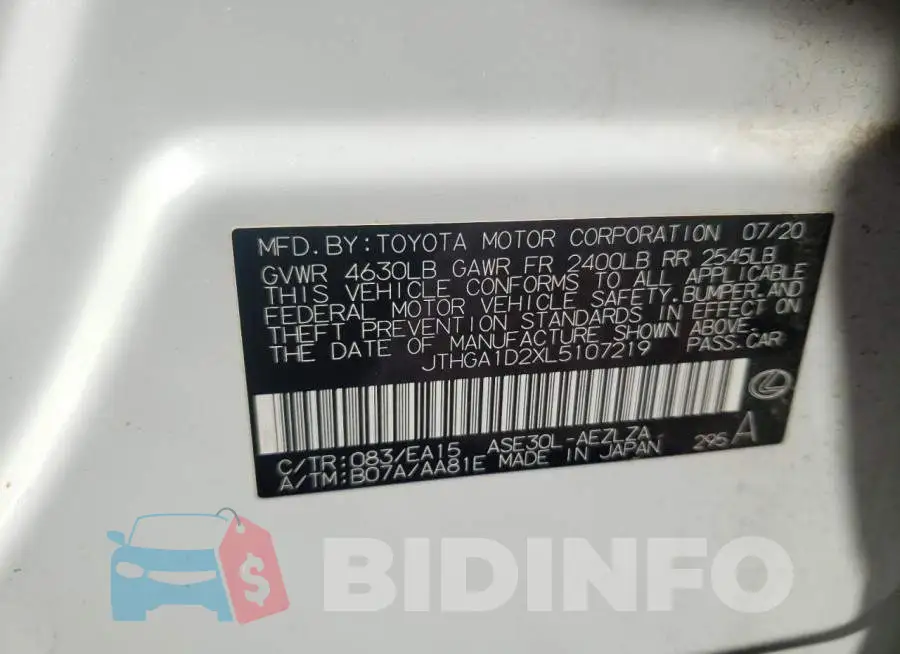 JTHGA1D2XL5107219 Photo# 12