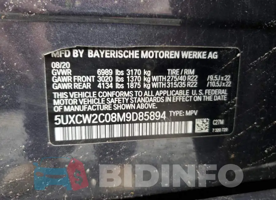 5UXCW2C08M9D85894 Photo# 12
