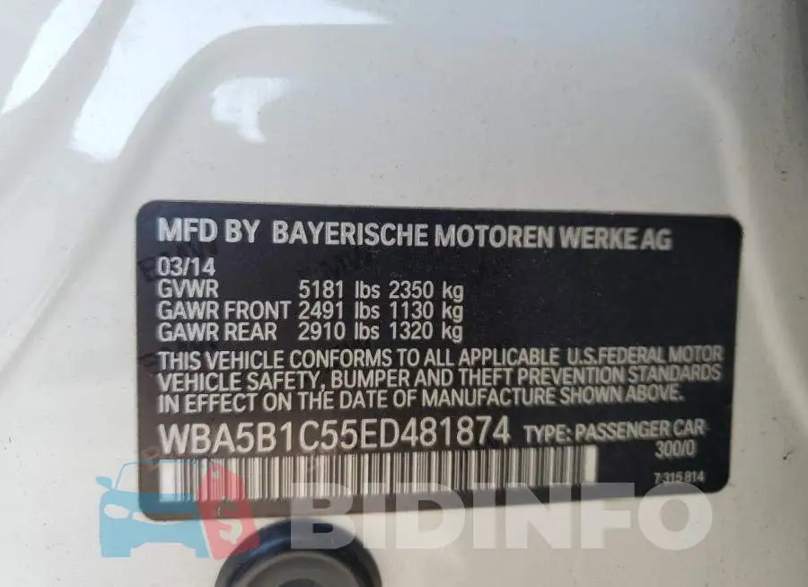 WBA5B1C55ED481874 Photo# 12