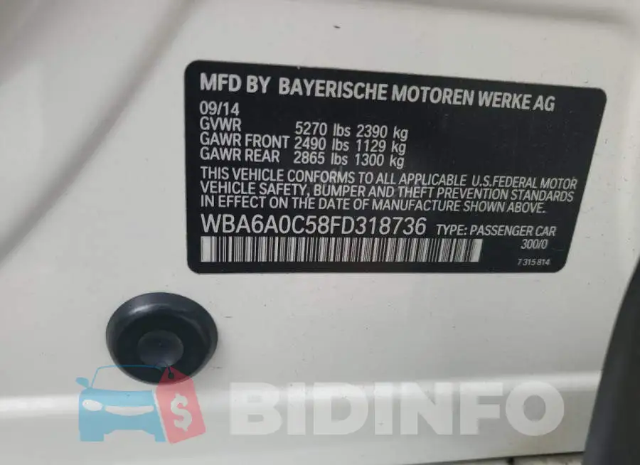 WBA6A0C58FD318736 Photo# 12