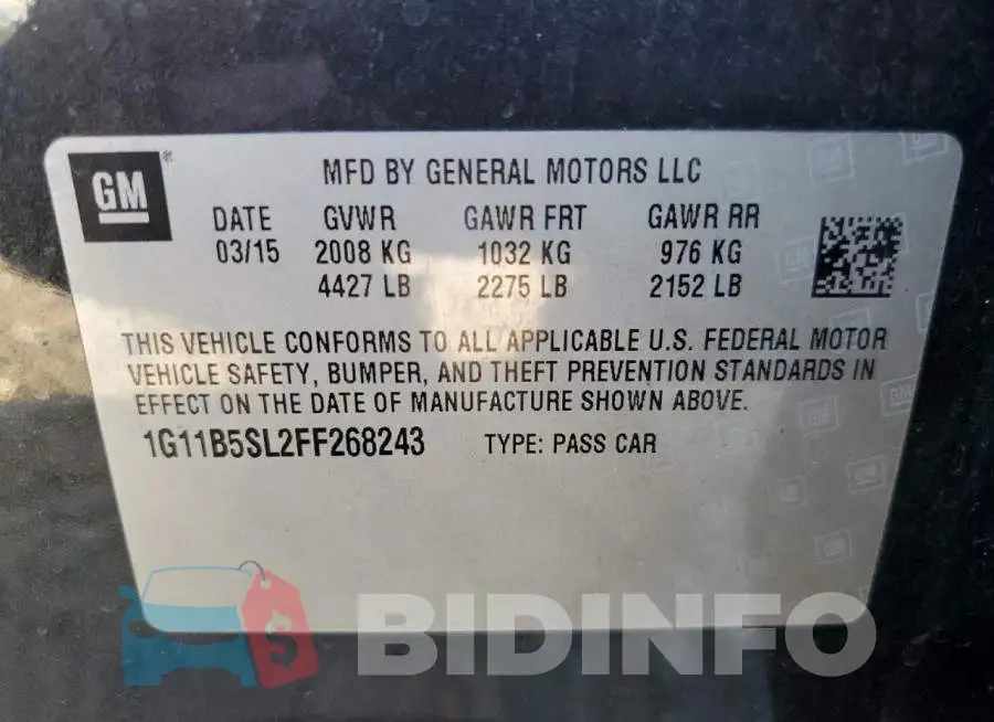 1G11B5SL2FF268243 Photo# 13