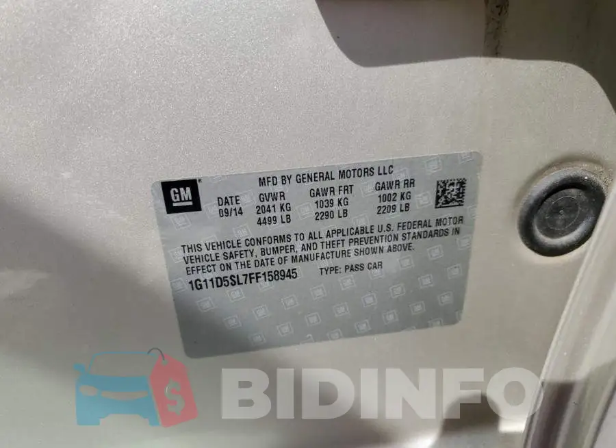 1G11D5SL7FF158945 Photo# 13