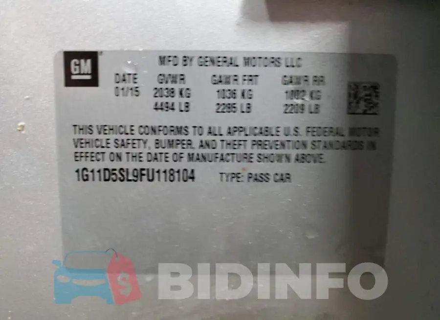 1G11D5SL9FU118104 Photo# 12