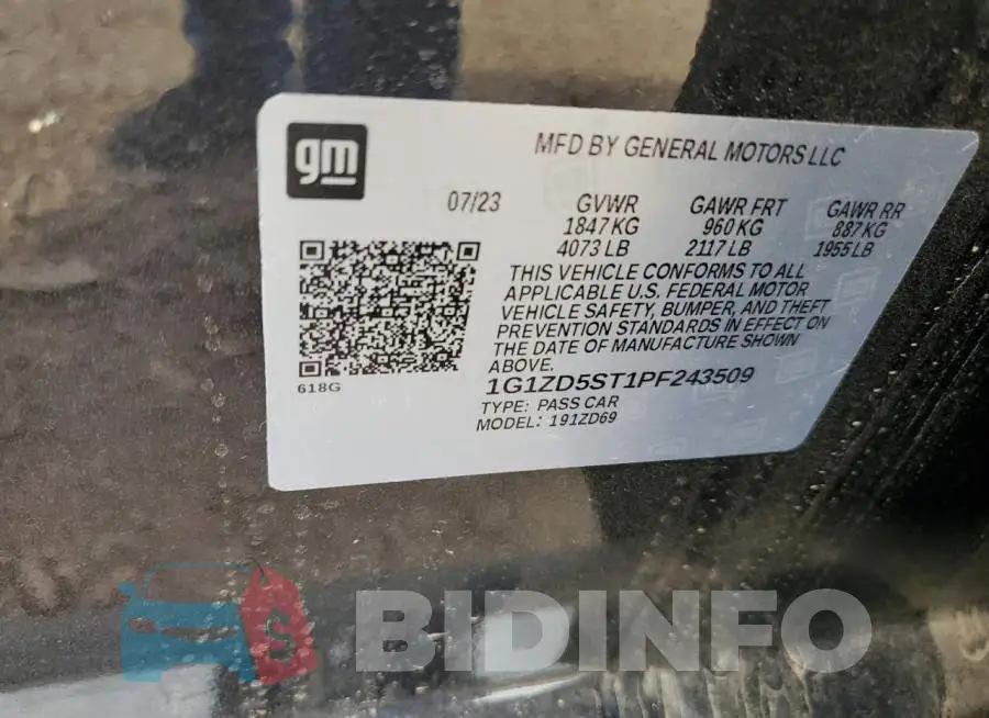 1G1ZD5ST1PF243509 Photo# 12