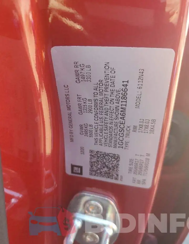 1GCGSCEA6M1186641 Photo# 12