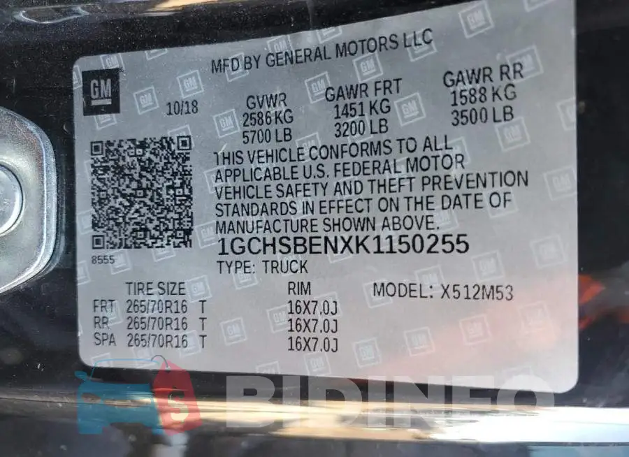 1GCHSBENXK1150255 Photo# 12