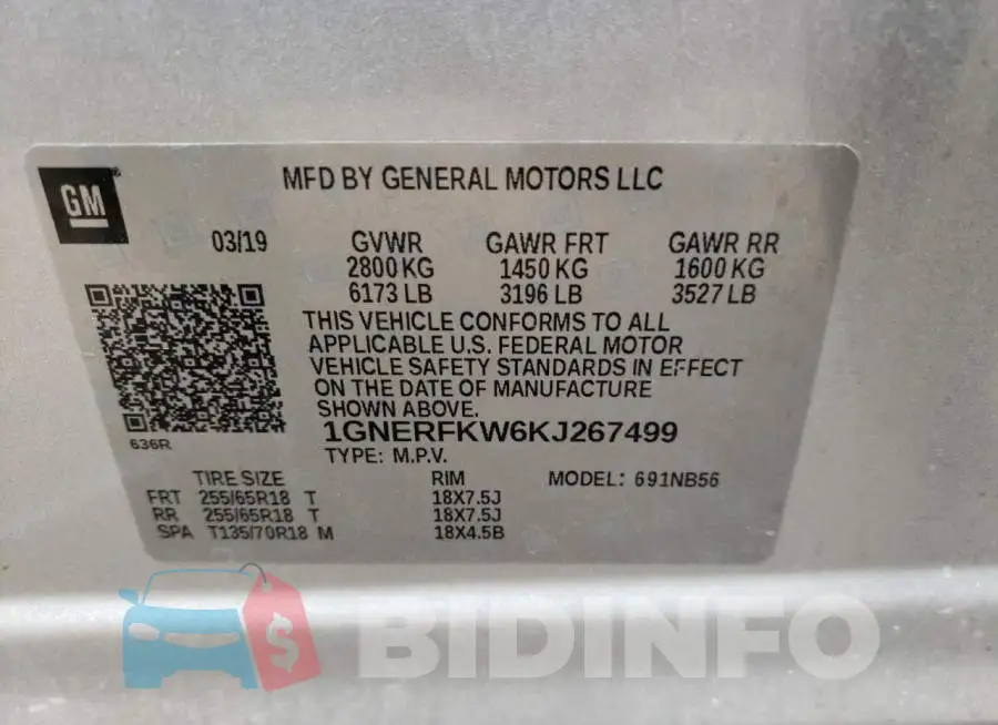 1GNERFKW6KJ267499 Photo# 13