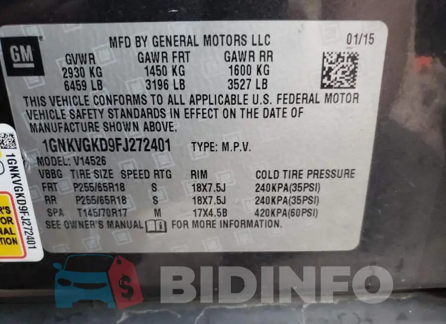 1GNKVGKD9FJ272401 Photo# 13