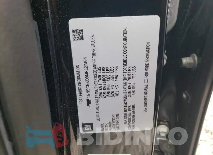 1GNSCNKD9MR127464 Photo# 12