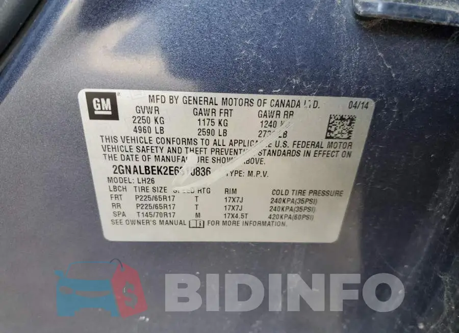 2GNALBEK2E6310836 Photo# 12