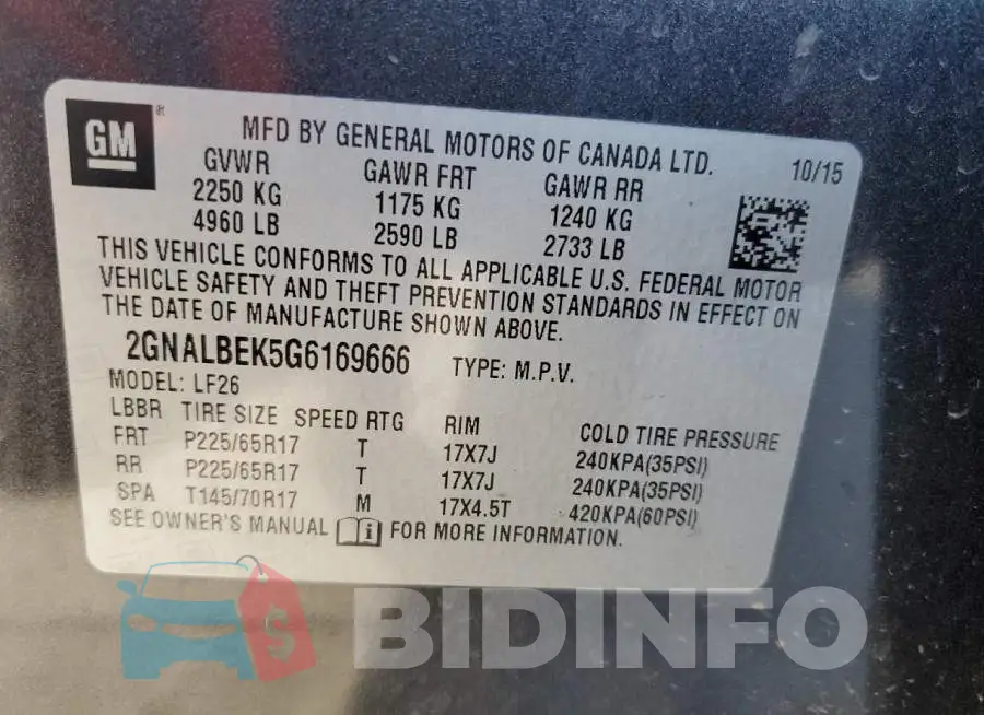 2GNALBEK5G6169666 Photo# 13