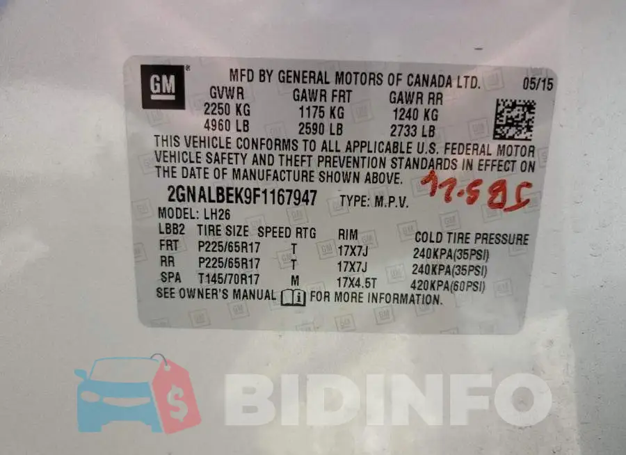 2GNALBEK9F1167947 Photo# 13