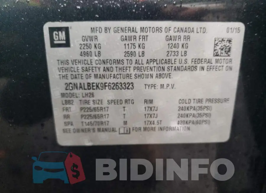 2GNALBEK9F6263323 Photo# 14