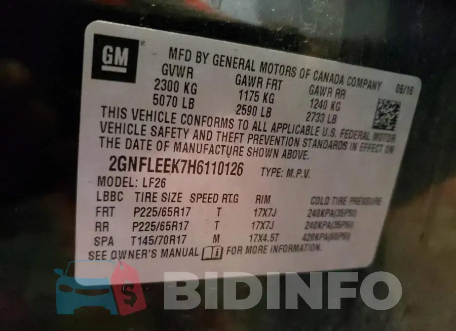 2GNFLEEK7H6110126 Photo# 12