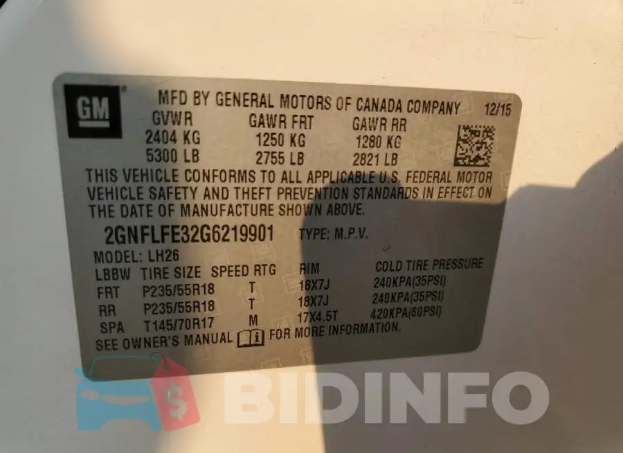 2GNFLFE32G6219901 Photo# 12