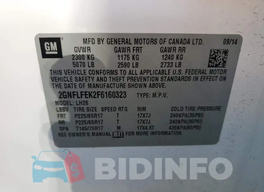 2GNFLFEK2F6160323 Photo# 12