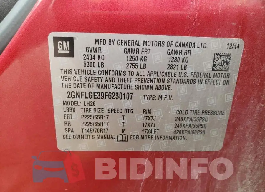 2GNFLGE39F6230107 Photo# 13